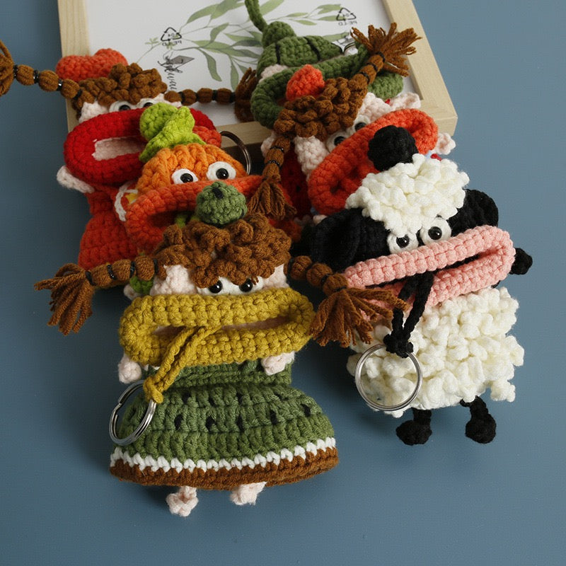 Handmade Adorable Cartoon Key Cover | Knitted Keychain