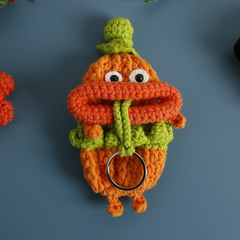 Handmade Adorable Cartoon Key Cover | Knitted Keychain