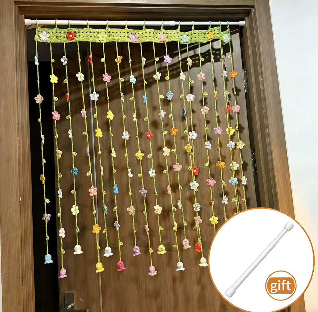 Handmade Fresh Floral Door Curtain, Warm Spring Bedroom Divider