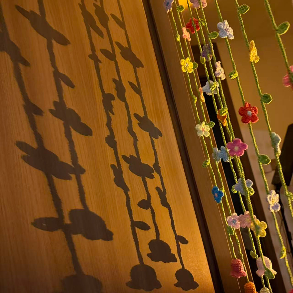 Handmade Fresh Floral Door Curtain, Warm Spring Bedroom Divider