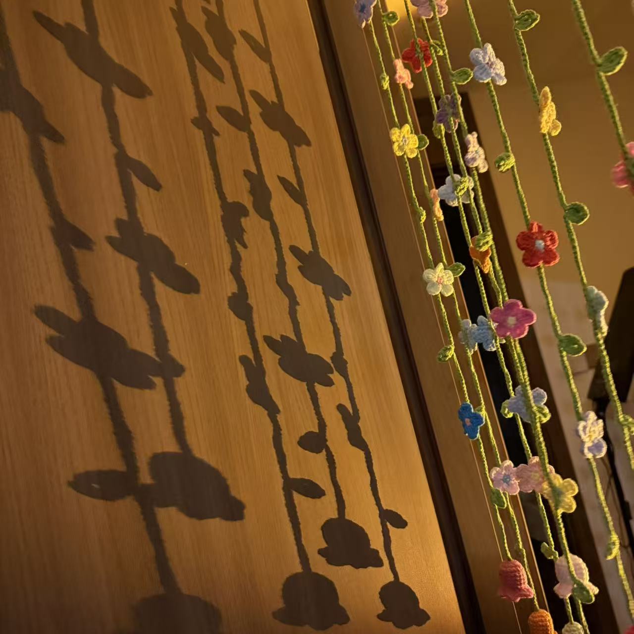 Handmade Fresh Floral Door Curtain, Warm Spring Bedroom Divider