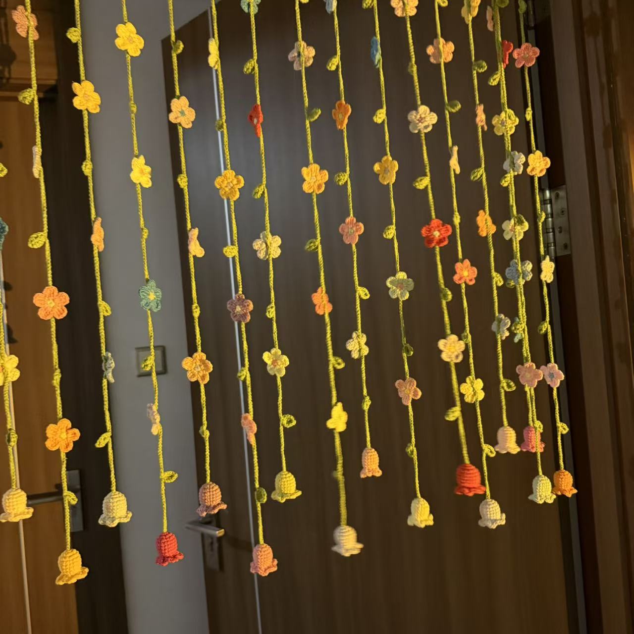 Handmade Fresh Floral Door Curtain, Warm Spring Bedroom Divider