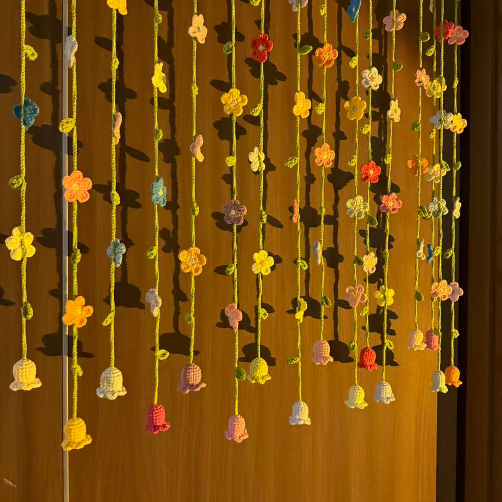 Handmade Fresh Floral Door Curtain, Warm Spring Bedroom Divider