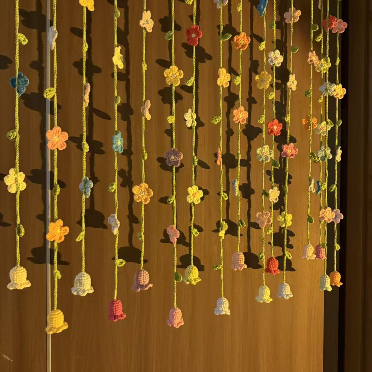 Handmade Fresh Floral Door Curtain, Warm Spring Bedroom Divider