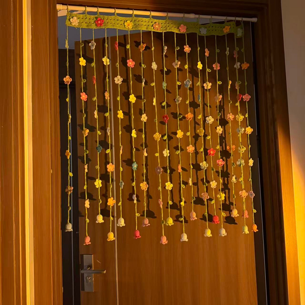 Handmade Fresh Floral Door Curtain, Warm Spring Bedroom Divider