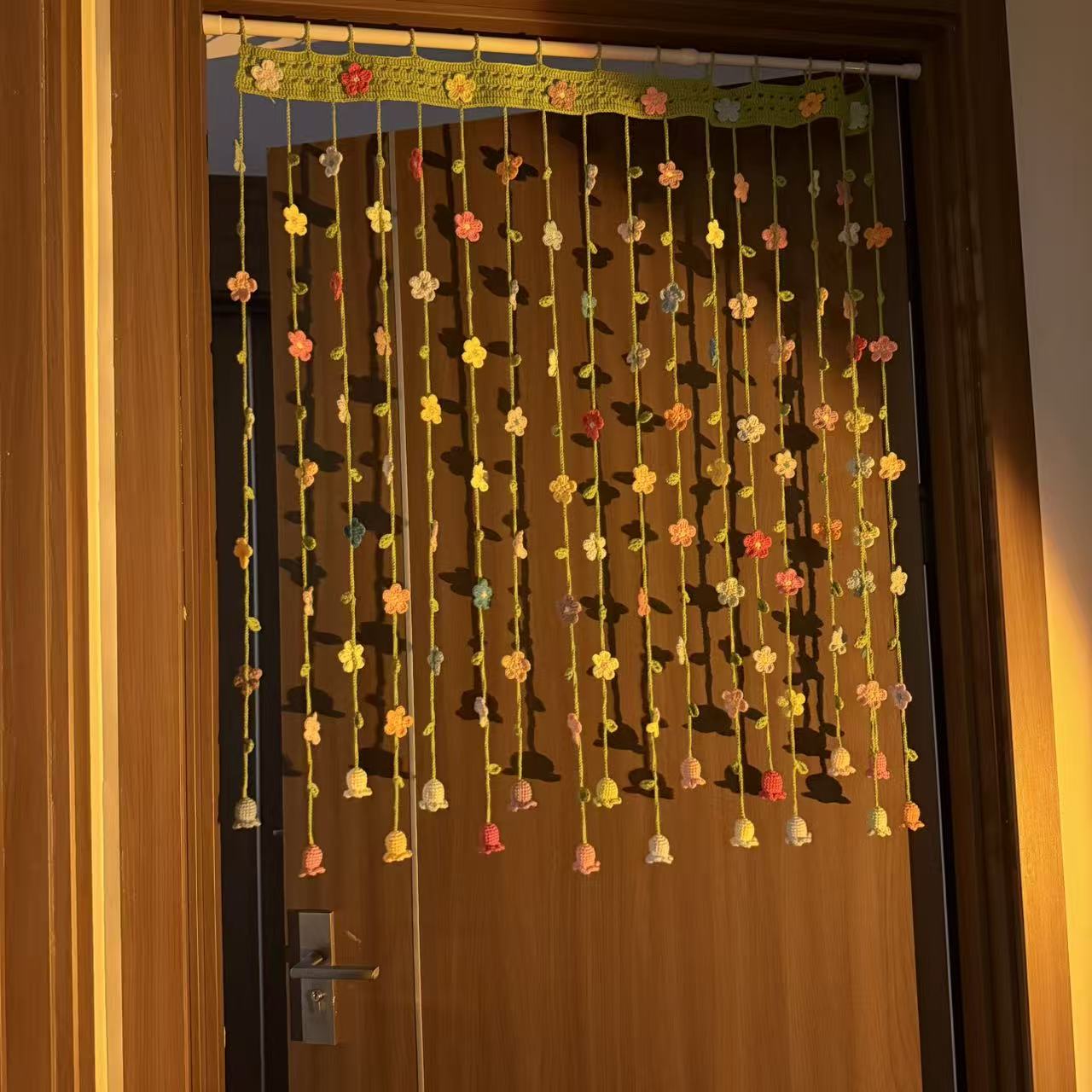 Handmade Fresh Floral Door Curtain, Warm Spring Bedroom Divider