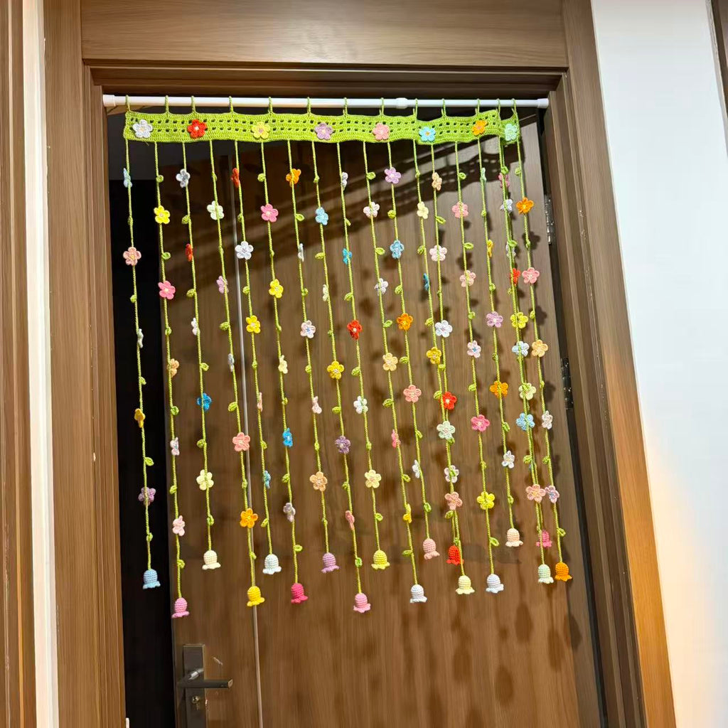 Handmade Fresh Floral Door Curtain, Warm Spring Bedroom Divider