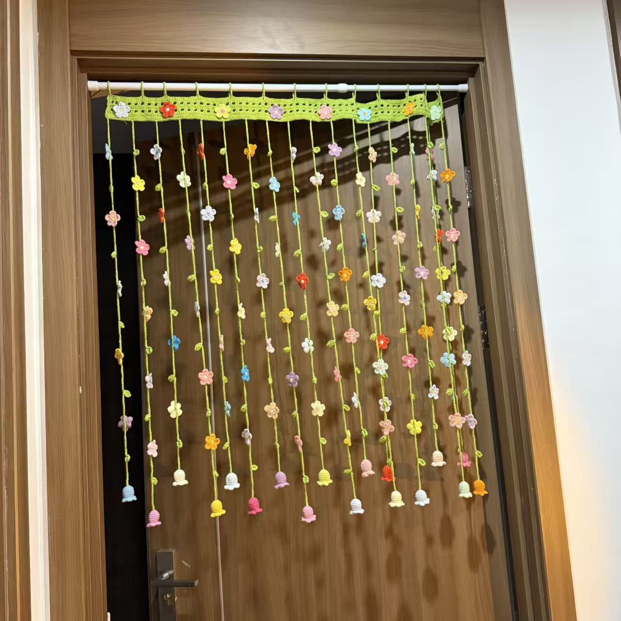 Handmade Fresh Floral Door Curtain, Warm Spring Bedroom Divider