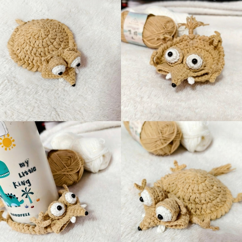 Handmade Crochet Squirrel Multifunctional Coaster – Cute Cup Mat & Unique Home Decor