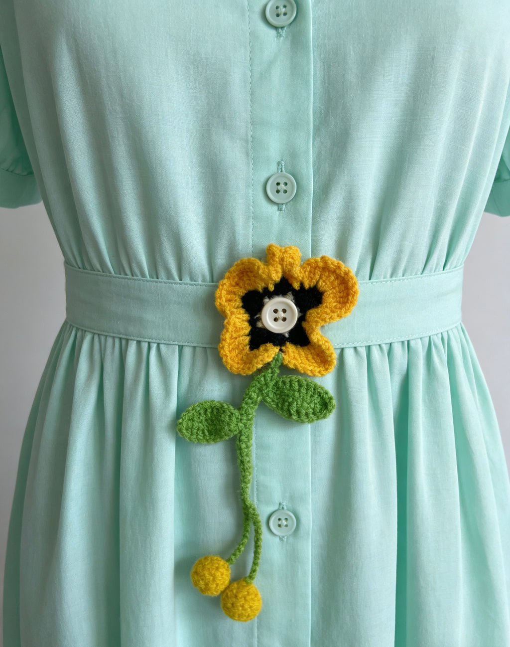 Handmade Crochet Shirt Flower Button Covers | Knitted Floral Button Protectors for Blouses & Tops