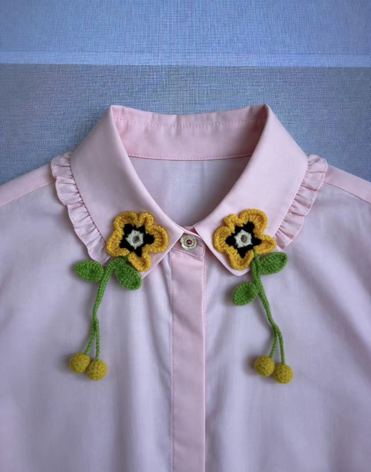 Handmade Crochet Shirt Flower Button Covers | Knitted Floral Button Protectors for Blouses & Tops