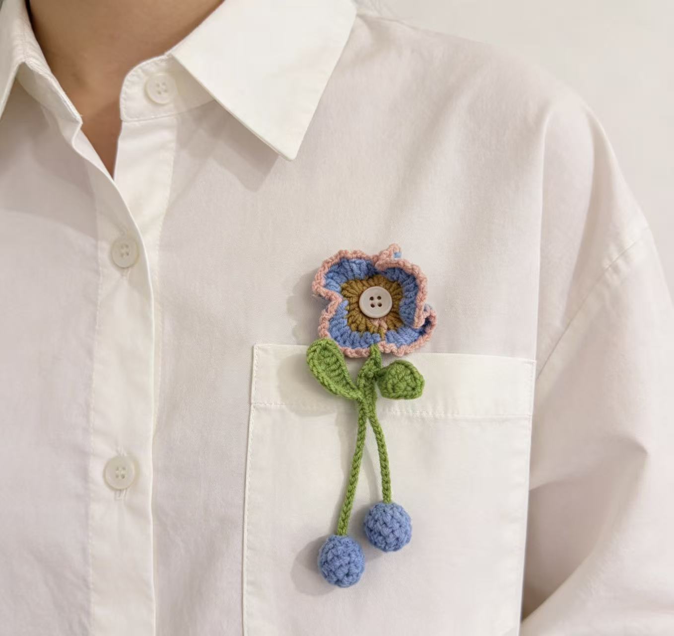 Handmade Crochet Shirt Flower Button Covers | Knitted Floral Button Protectors for Blouses & Tops
