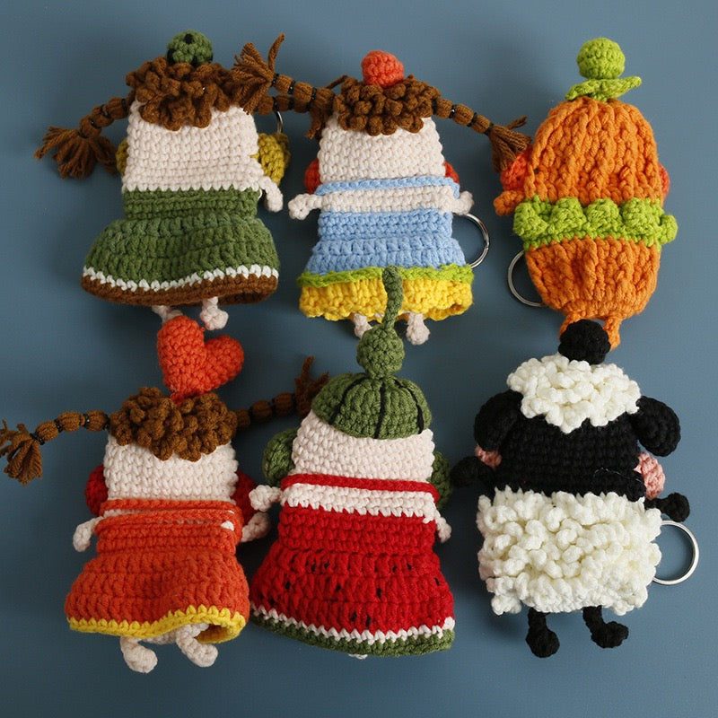 Handmade Adorable Cartoon Key Cover | Knitted Keychain