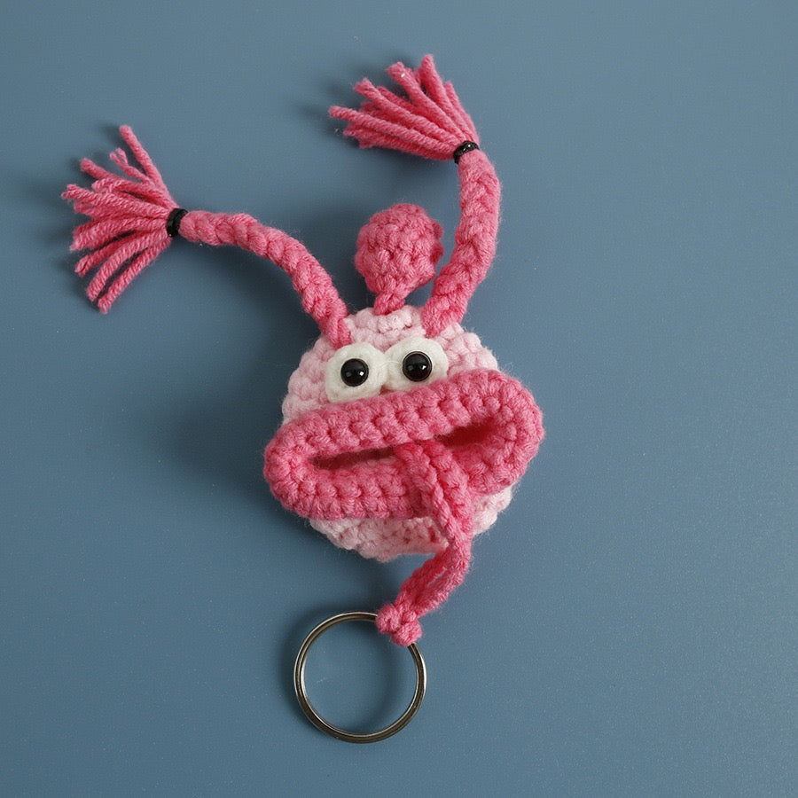 Handmade by Mom Mei | Unique Crochet Sausage-Mouth Key Cover | Perfect Gift for Friends & Family