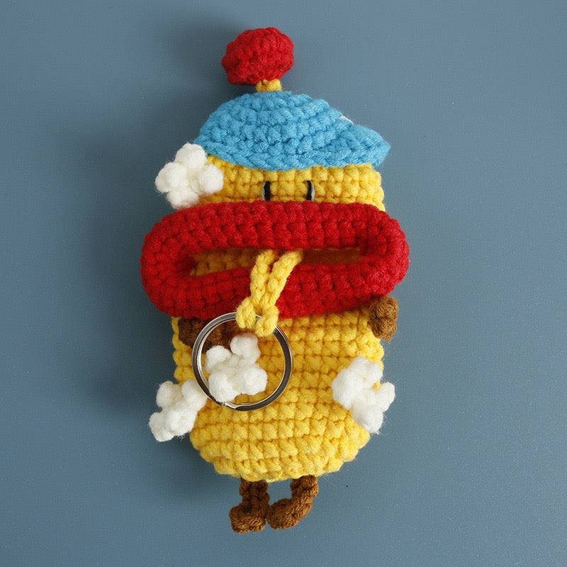 Cute Popcorn Keychain | Handmade Crochet Key Cover