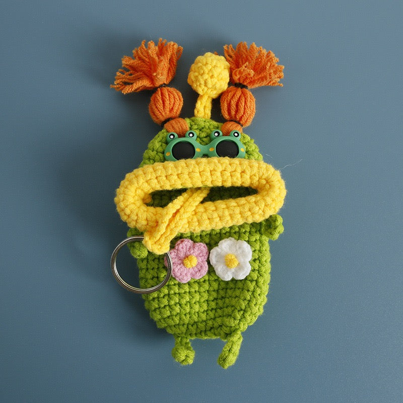 Handmade Adorable Cartoon Key Cover | Knitted Keychain