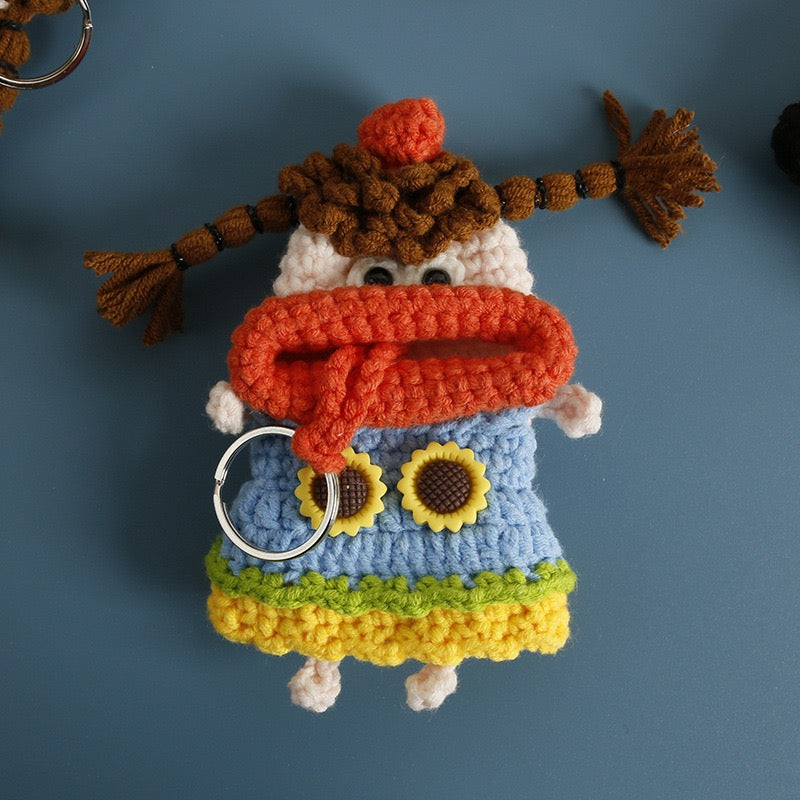 Handmade Adorable Cartoon Key Cover | Knitted Keychain