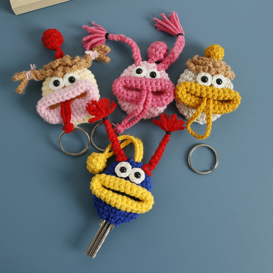 Handmade by Mom Mei | Unique Crochet Sausage-Mouth Key Cover | Perfect Gift for Friends & Family