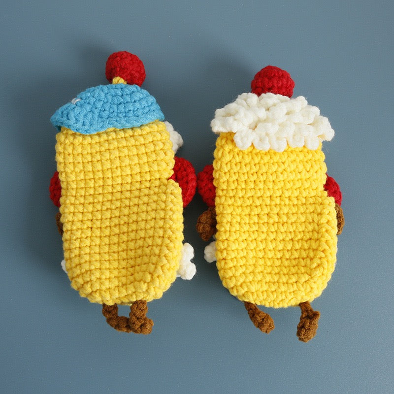 Cute Popcorn Keychain | Handmade Crochet Key Cover